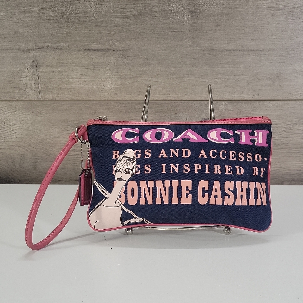 Coach Pink and Navy Bonnie Cashin Wristlet Clutch